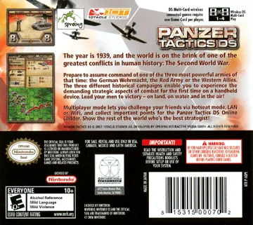 Panzer Tactics DS (USA) (En,Fr,De,Es,It) box cover back